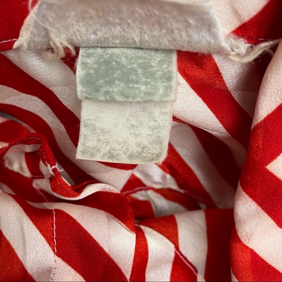 Vintage Evan Picone Petite Red White Mixed Stripe Button Down Satin Blouse - Picture 8 of 9